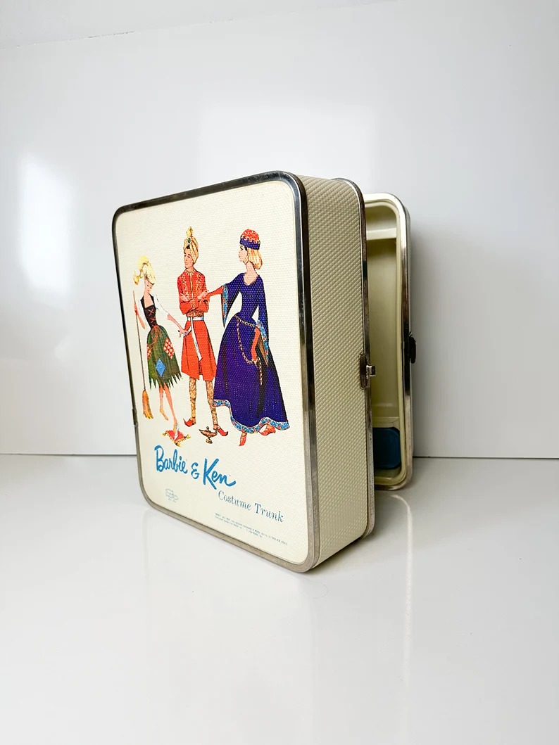 Vintage 1964 Mattel Barbie & Ken Costume Trunk WITH Barbie Twist and Bend Doll L