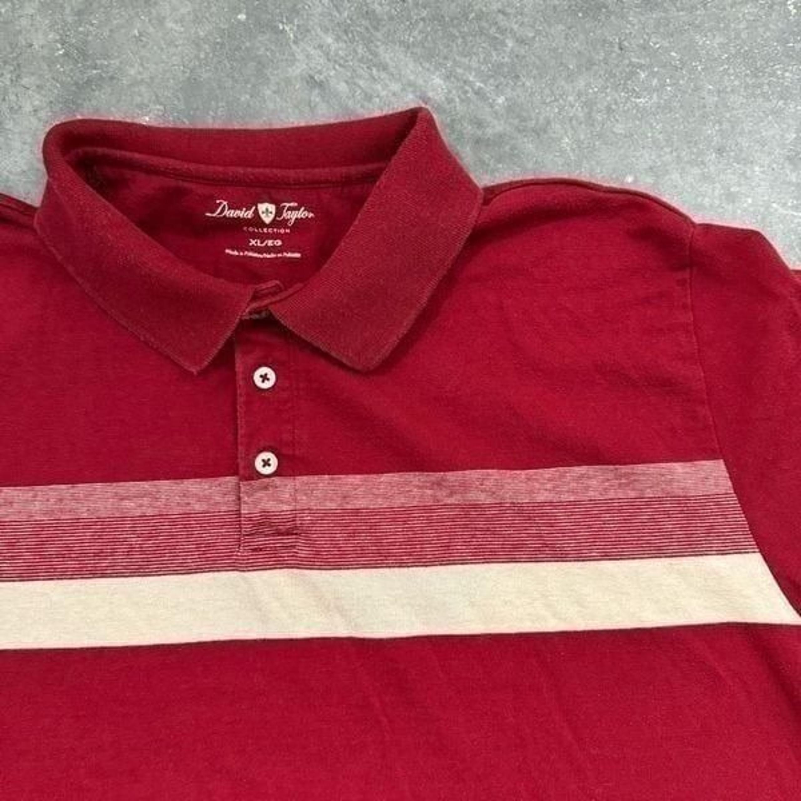 David Taylor Collection Red Striped Men’s Polo Shirt Size XL Cotton Blend Preppy