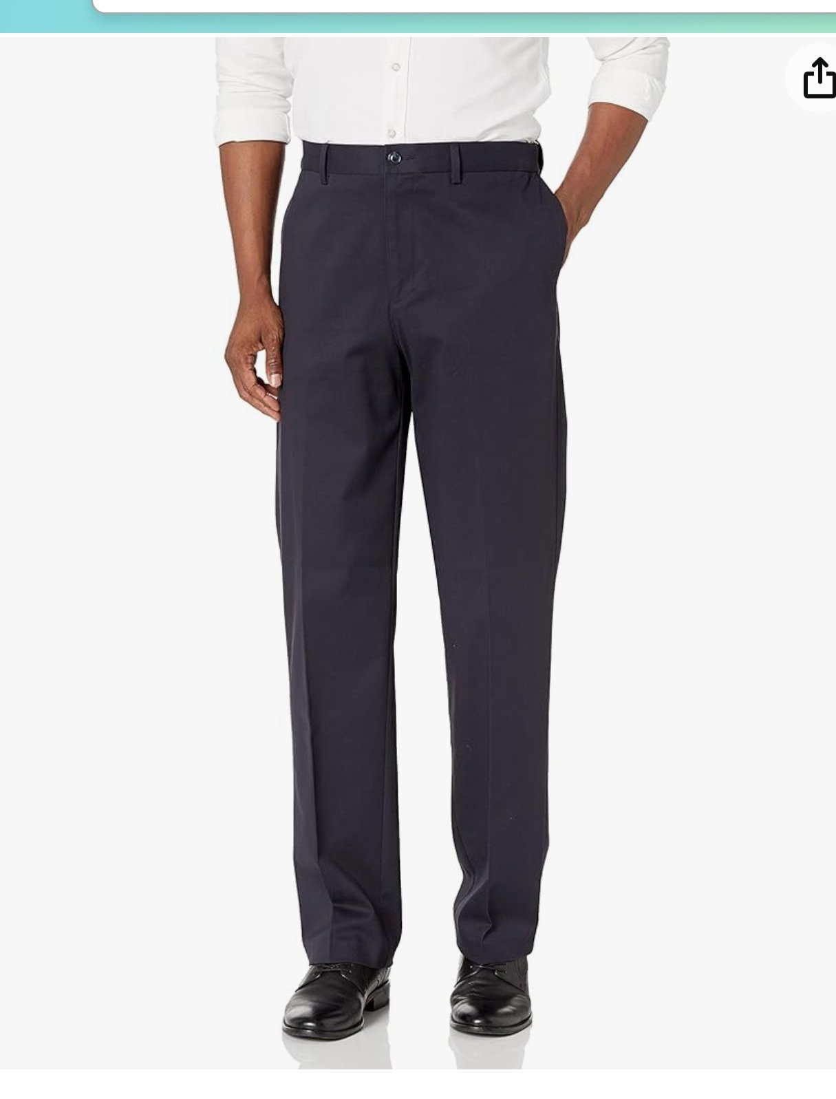 Savane Men's Flat Front Performance Chino Pant size 42W 30L Dark Navy