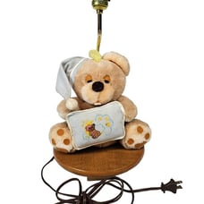 Vintage Andi Lamps Wind-Up Nursery Lullaby Lamp Plush Sleepy Bedtime Bear Works