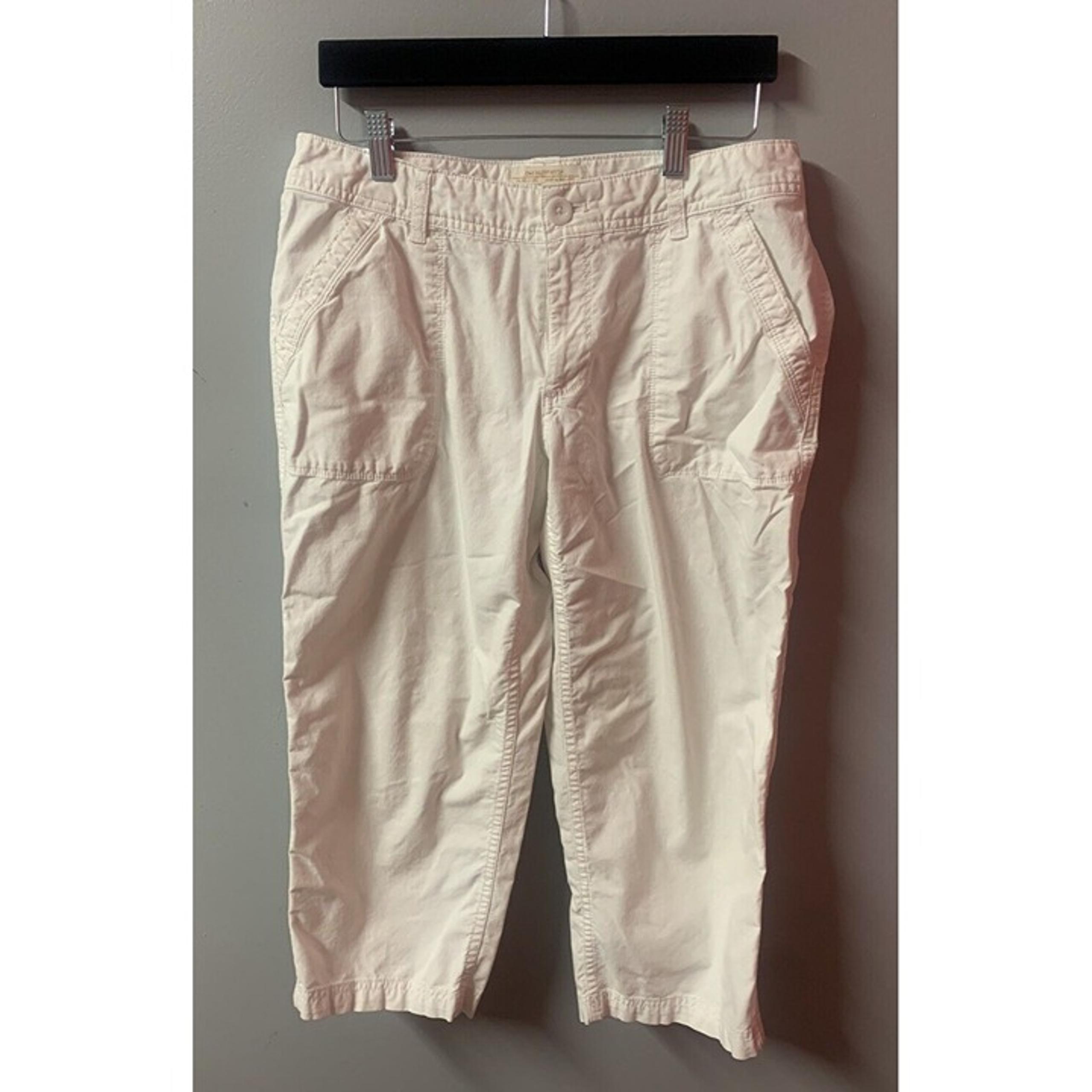 Eddie Bauer Pants Womens 8 Cream Ripstop Cargo Pocket Crop Hiking Active Casual