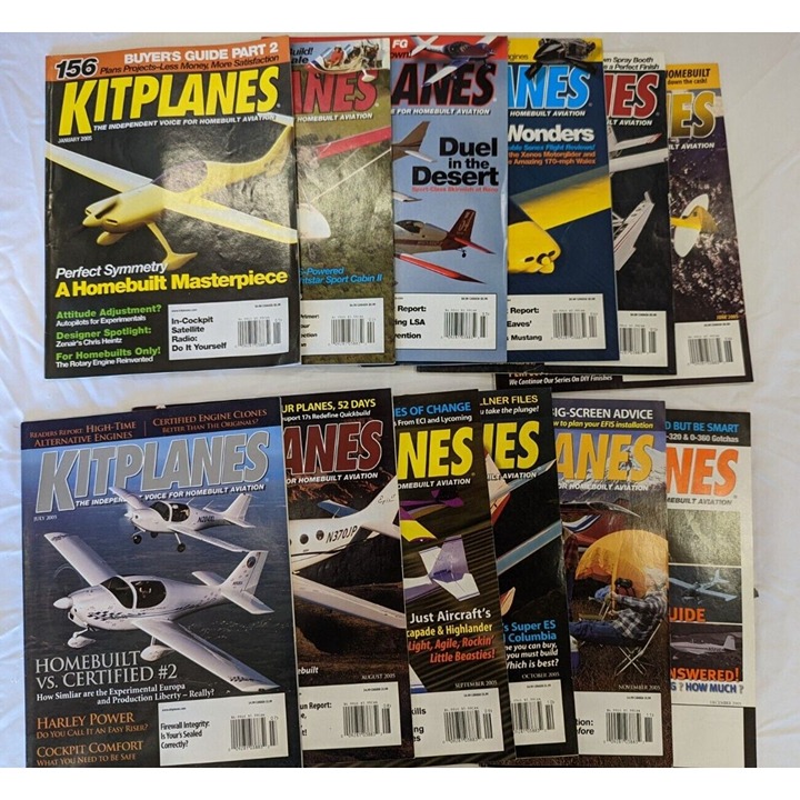 2005 Vintage KitPlanes Magazine Lot (12) Full Year