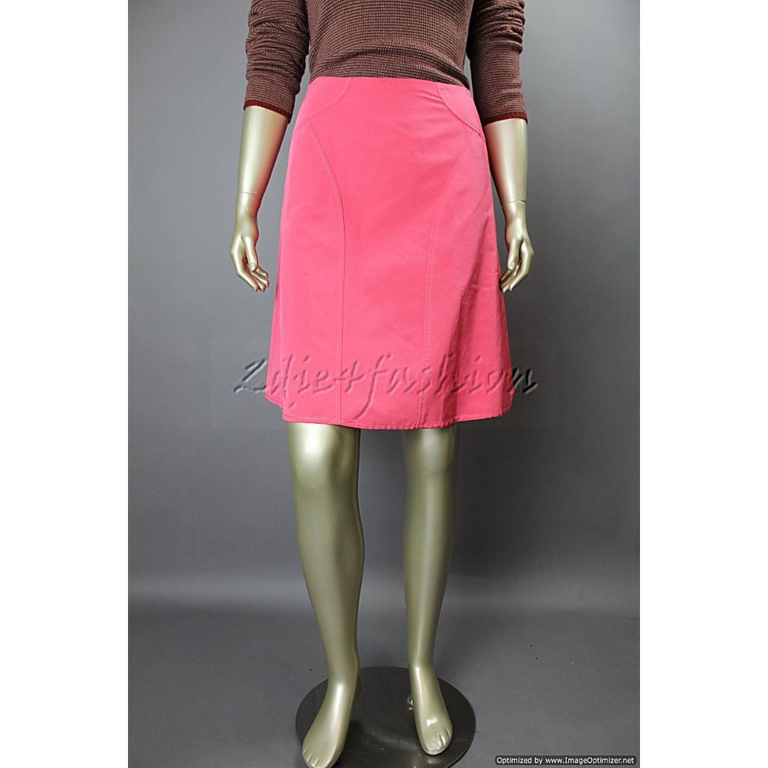 1590 NWT CAROLINA HERRERA Pink Stitch Panel A-Line Cotton Silk Skirt 14