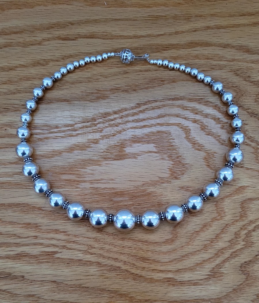Sterling Silver Multi Beads Necklace