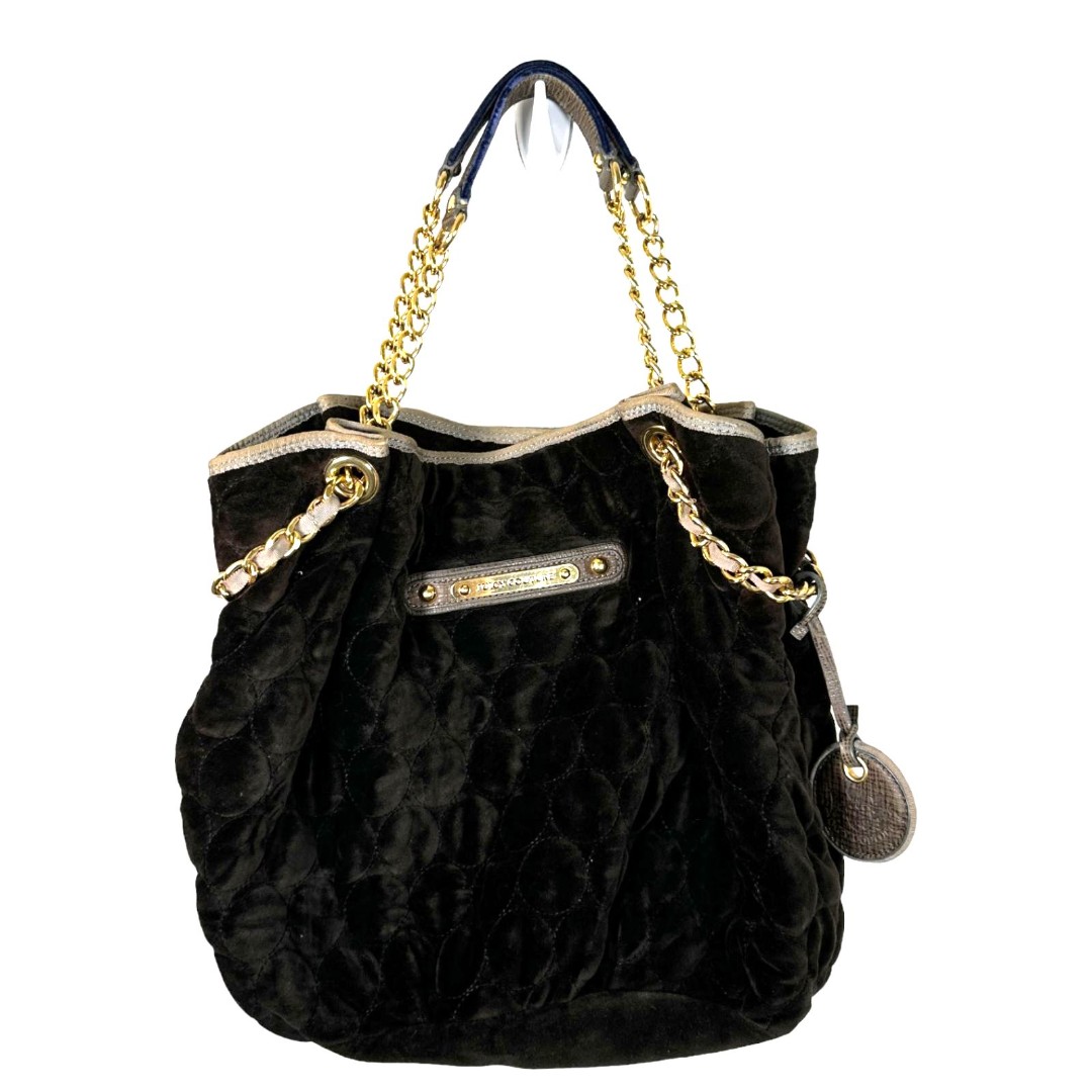 Juicy Couture Vintage Y2K Black Velour Velvet Quilted Daydreamer Bag