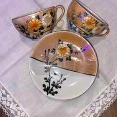 Vintage Lusterware Tea Cup And Saucer Set Made In Japan