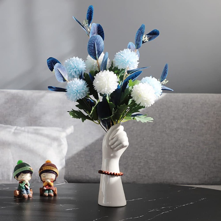 White Ceramic Vases Hand Bud Flower Vase for Decor