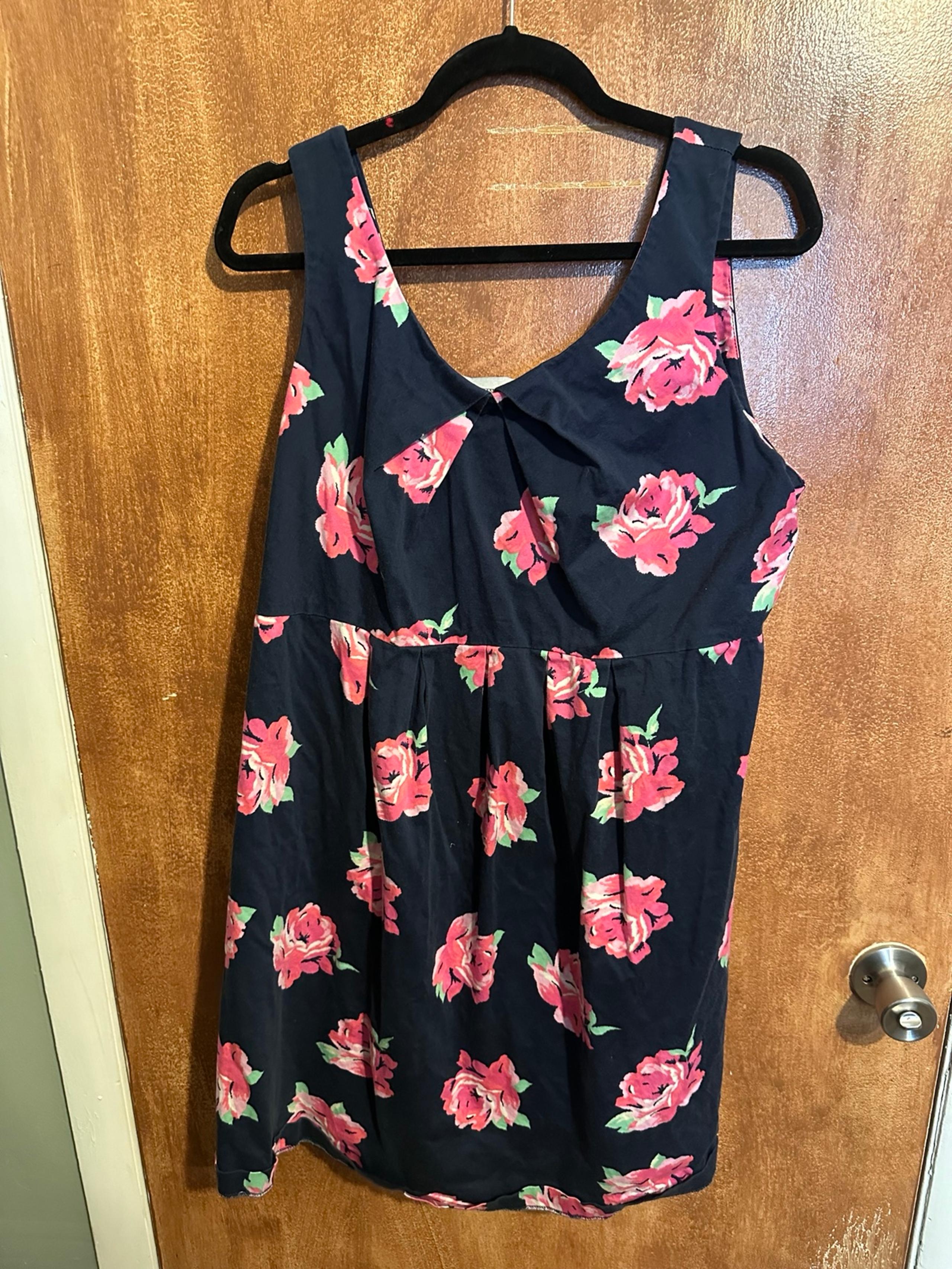 Motherhood maternity dress navy pink flowers GUC XL