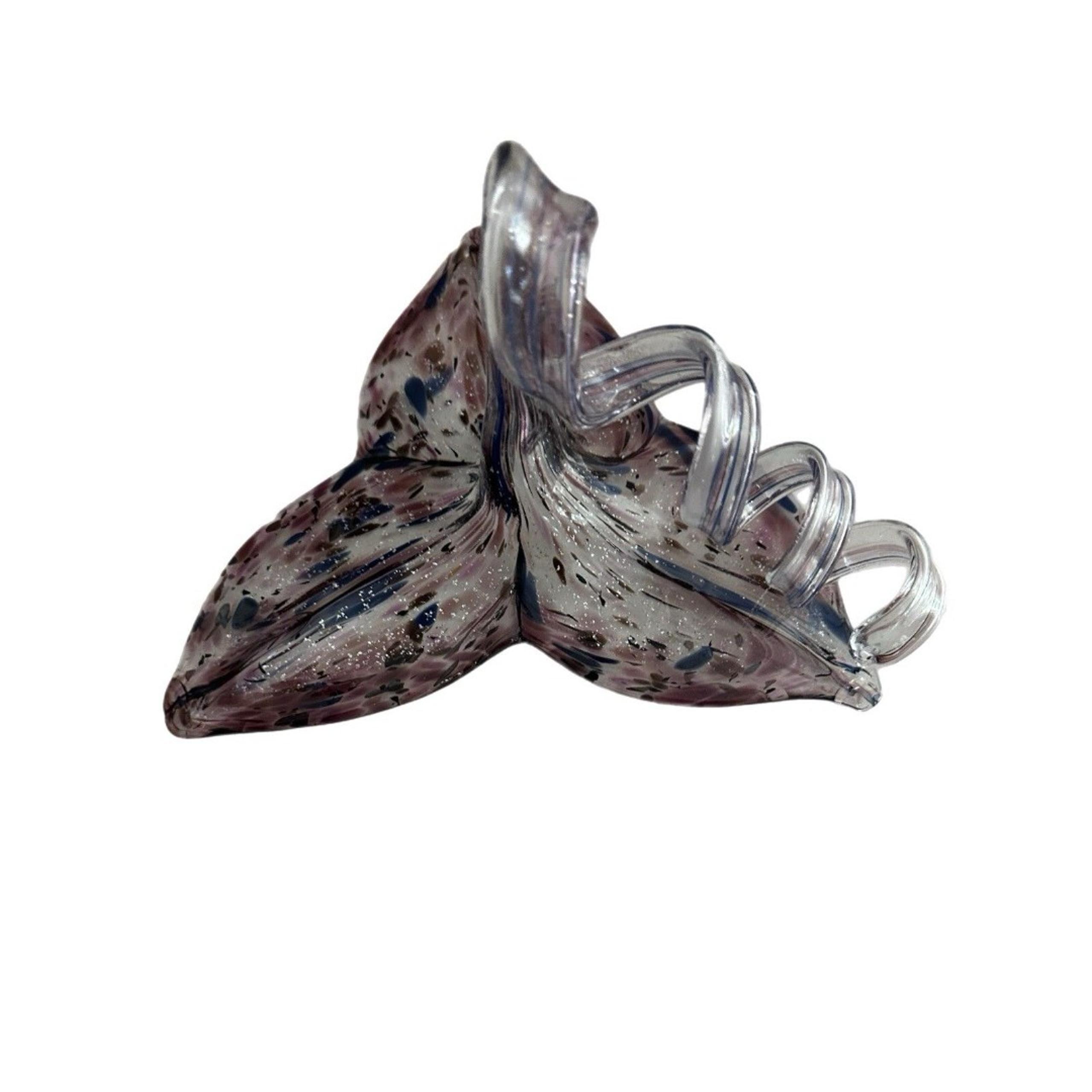 Murano Hand Blown Amethyst Art Glass Lily Flower Glass Figurine