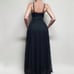 70s Vintage Alfred Angelo Black Satin Chiffon Contrast Bow Detail Maxi Dress M