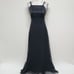 70s Vintage Alfred Angelo Black Satin Chiffon Contrast Bow Detail Maxi Dress M