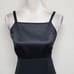 70s Vintage Alfred Angelo Black Satin Chiffon Contrast Bow Detail Maxi Dress M
