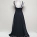 70s Vintage Alfred Angelo Black Satin Chiffon Contrast Bow Detail Maxi Dress M