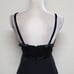 70s Vintage Alfred Angelo Black Satin Chiffon Contrast Bow Detail Maxi Dress M