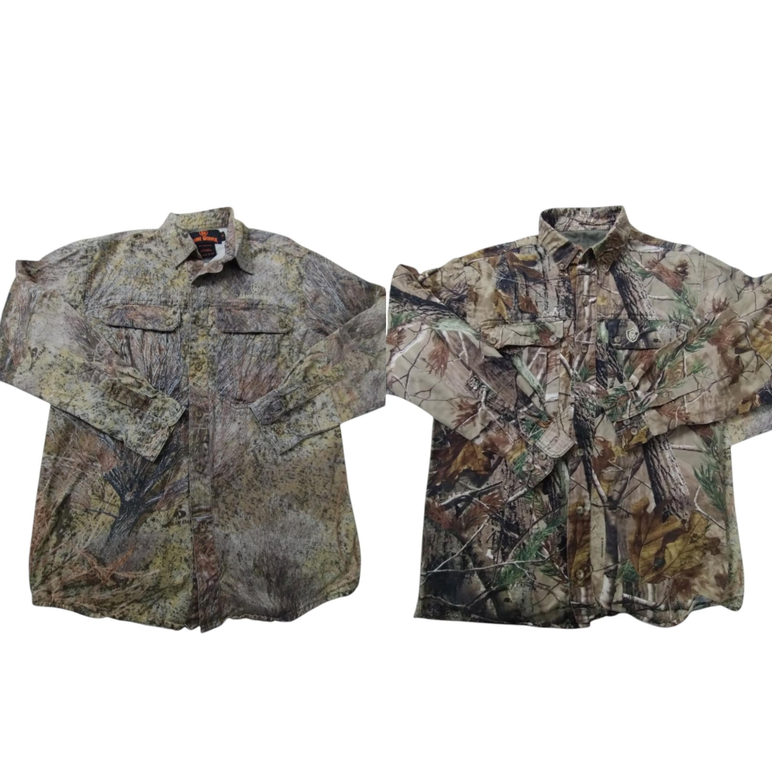 Game Winner Button Up Heavy Realtree Camo Hunting Mens S Gorpcore Cotton 2-Shirt