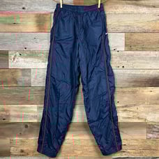 Vintage Nike Men’s Size M Track Windbreaker Pants Navy Blue Red Stripe Zip Cuff