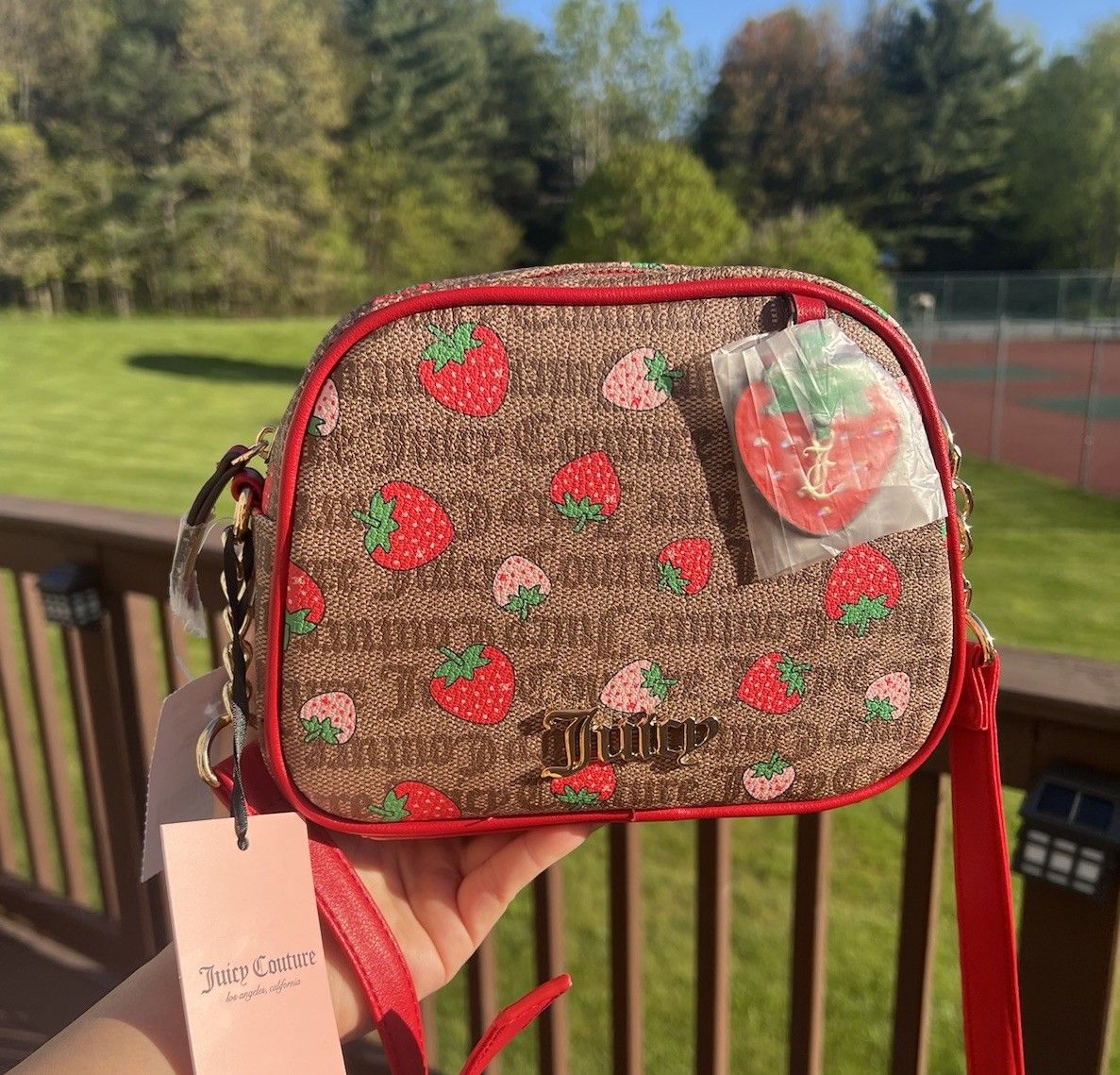 Juicy Couture Chestnut Chino/ Cool Red Freshly Picked Camera Crossbody Handbag