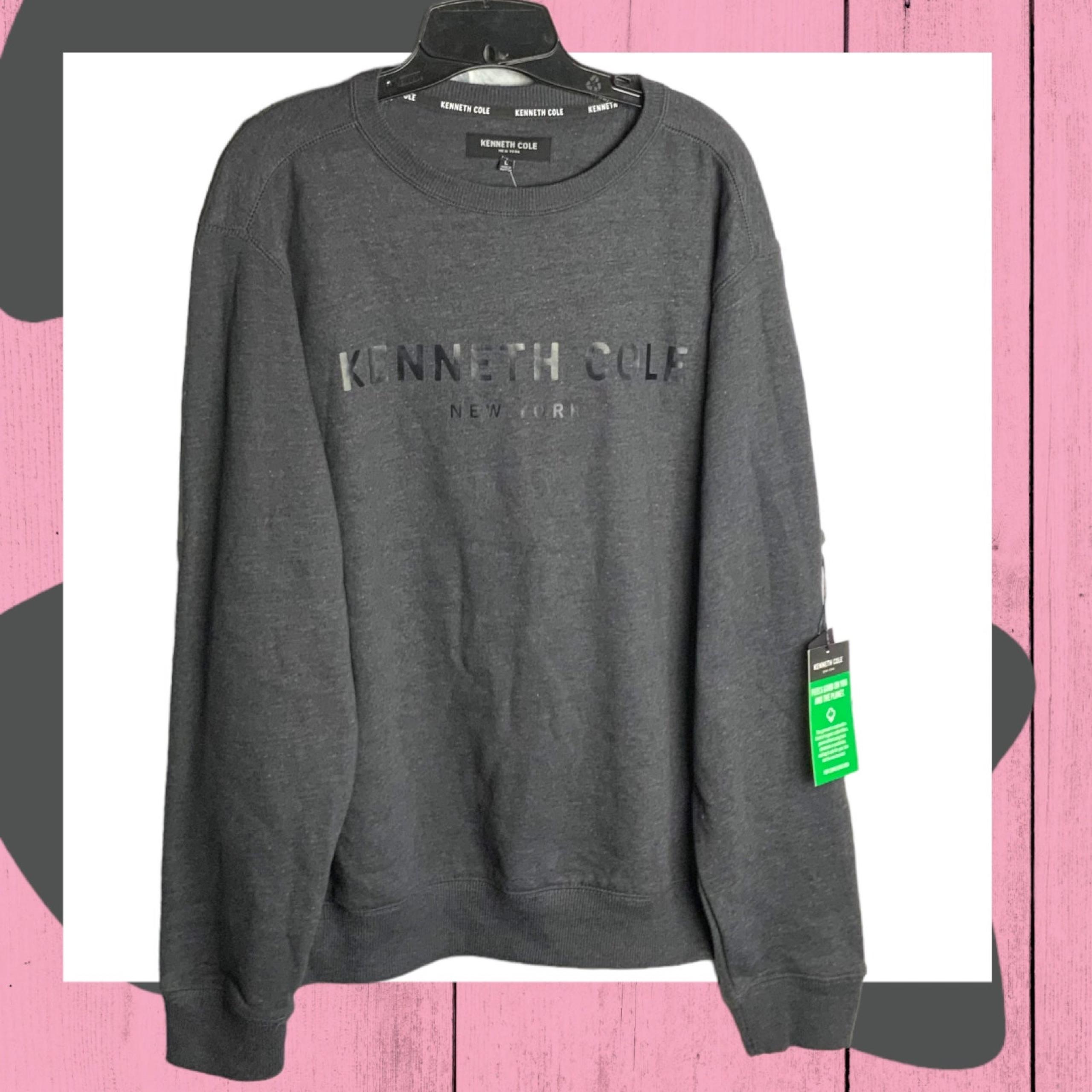 Kenneth Cole New w Tags Dark Gray Eco-Fleece Crew Sweatshirt Man L