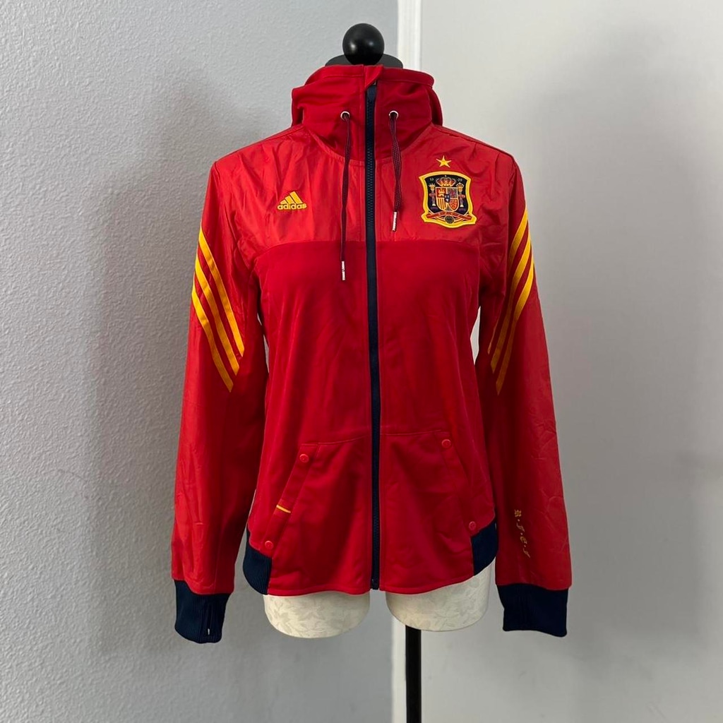 Adidas 2011 R.F.C.F Spain Soccer National Team Red Zip-Up Windbreaker Jacket-M