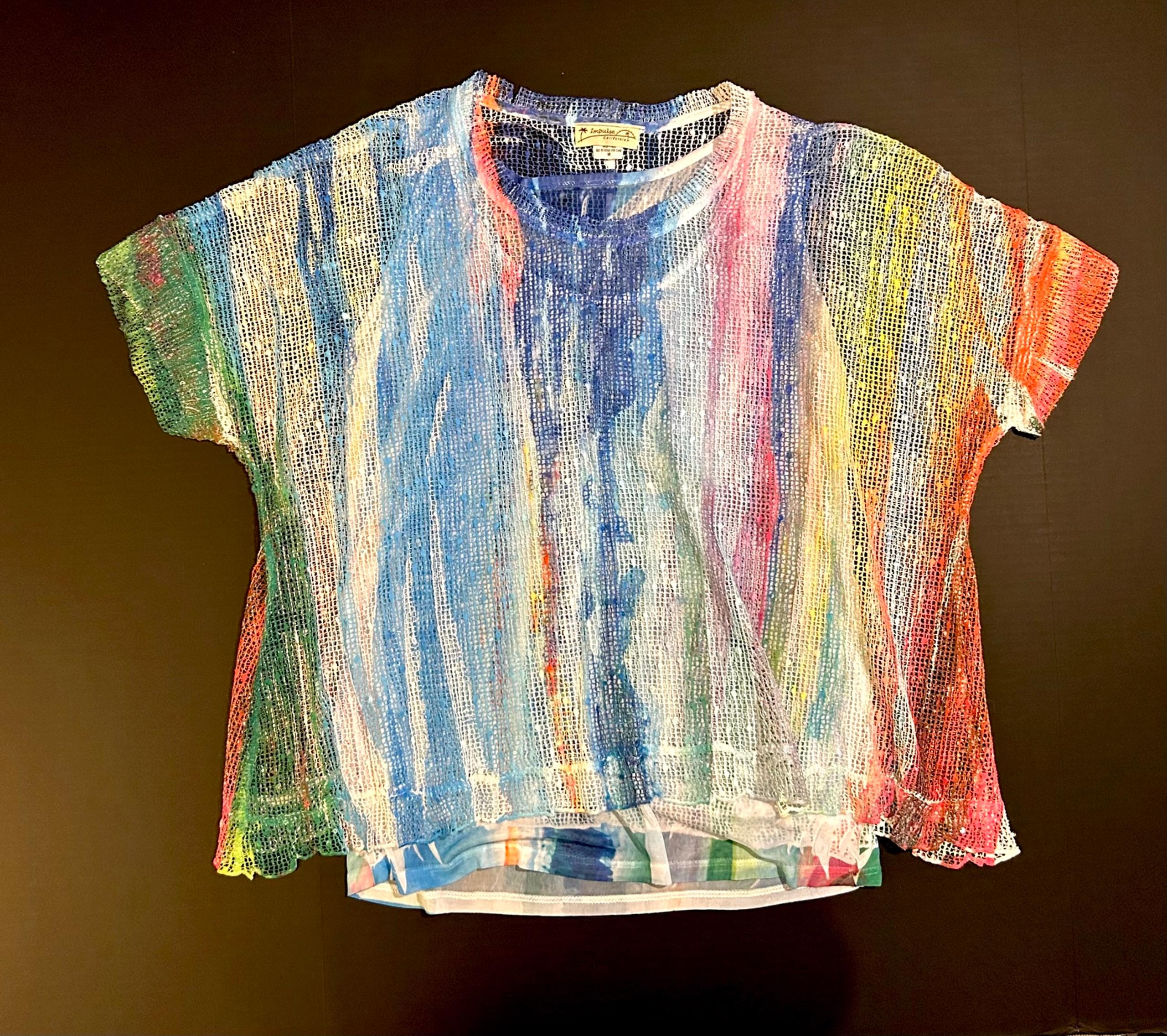 Impulse California Colorful Wide Netted Top Women's M Artistic Coastal Grandma