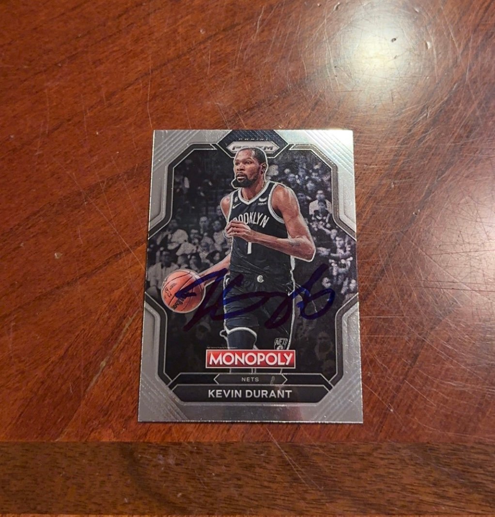 Kevin Durant Autographed Card Panini Prizm Monopoly Basketball Brooklyn Nets