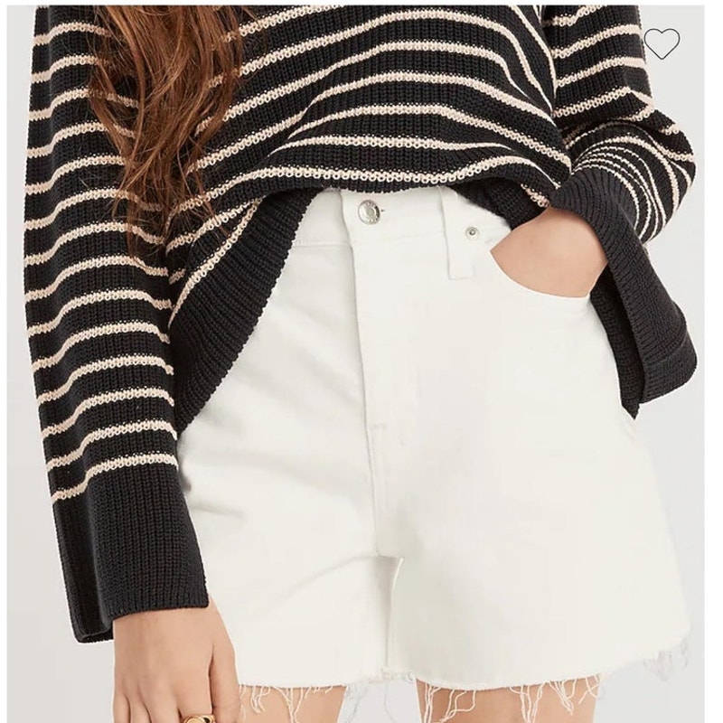 NWT J. Crew High-Rise Denim Short In White Mid Length 27