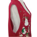Christmas Sweater Vest Red Knit Snowman Embroidered Beaded Button Front Vintage