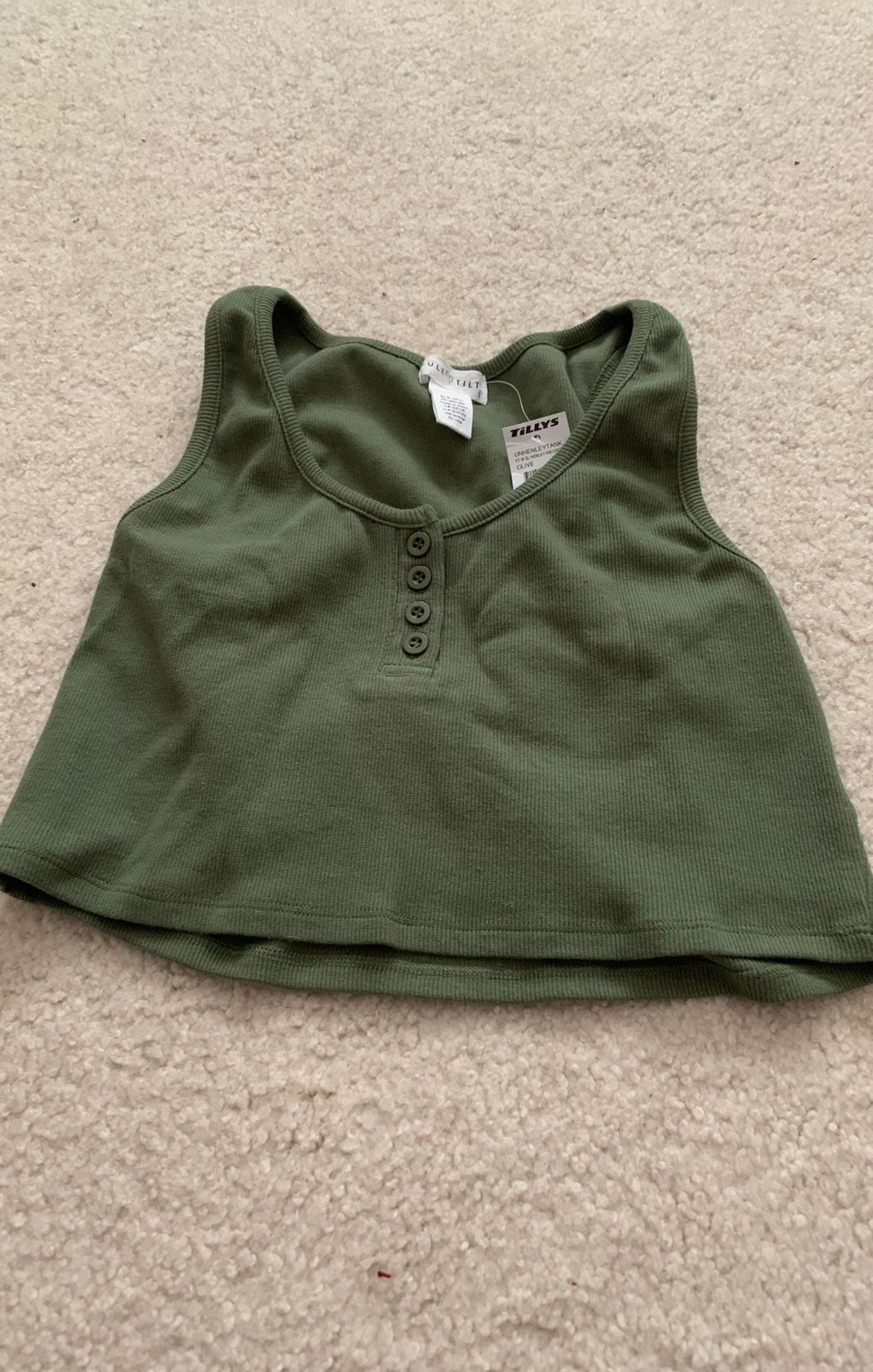 Olive green cropped tank top