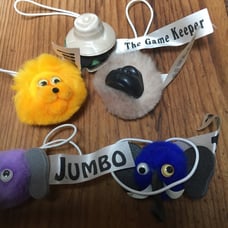 Vintage lot of (5) WEEPULS pom-poms, Googly eyes and sticker feet 1980’s