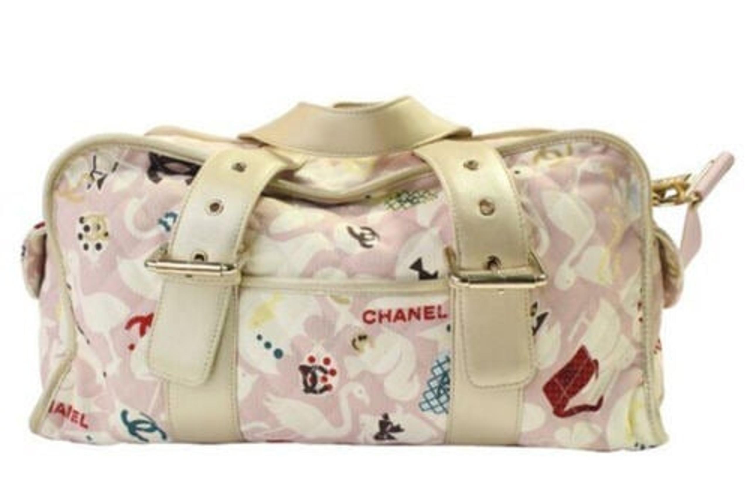 Chanel Printed Pink CC Baby Animals Satchel Bag