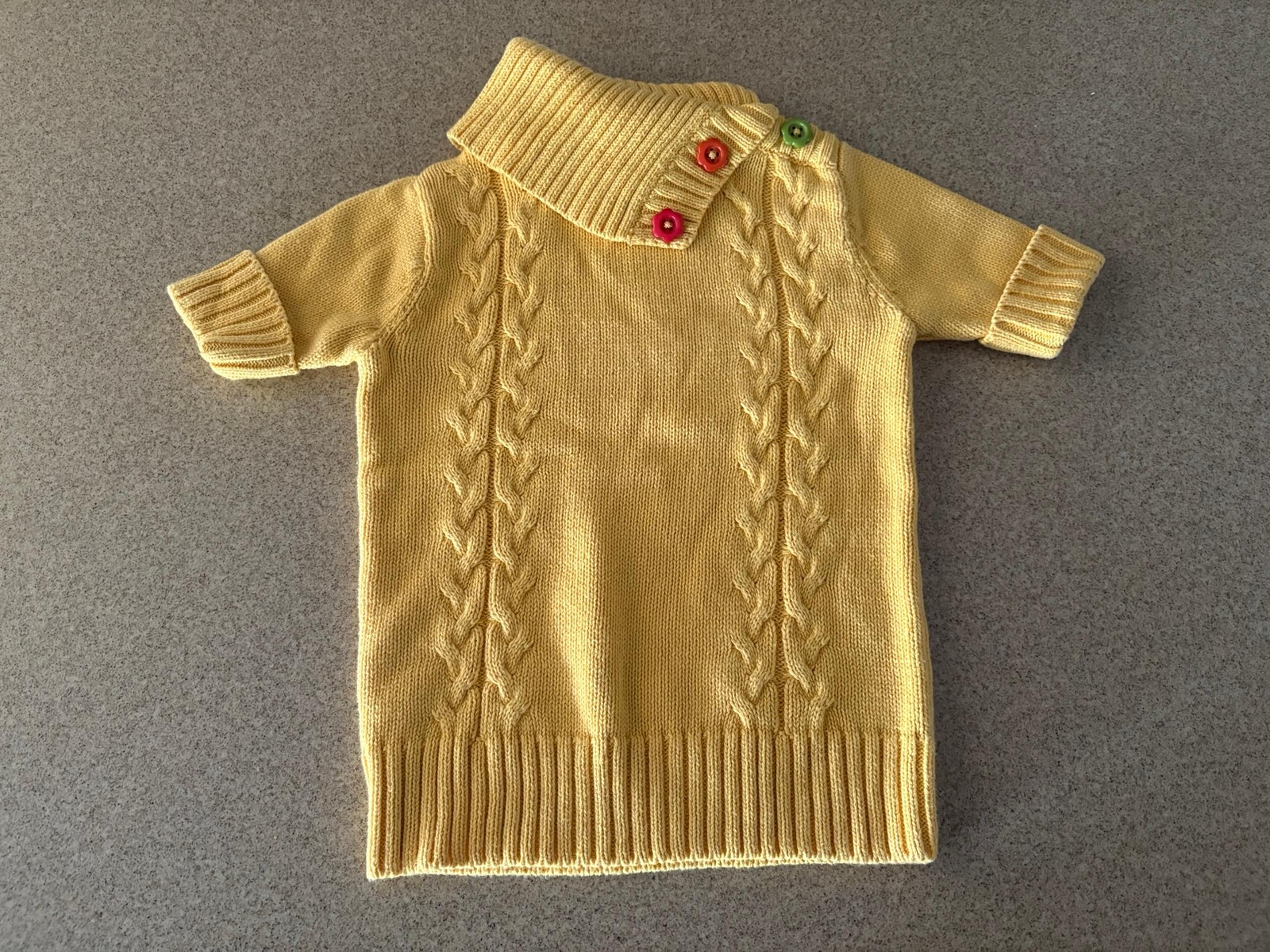 Gymboree Yellow Knitted Dress Flower Buttons Size 3-