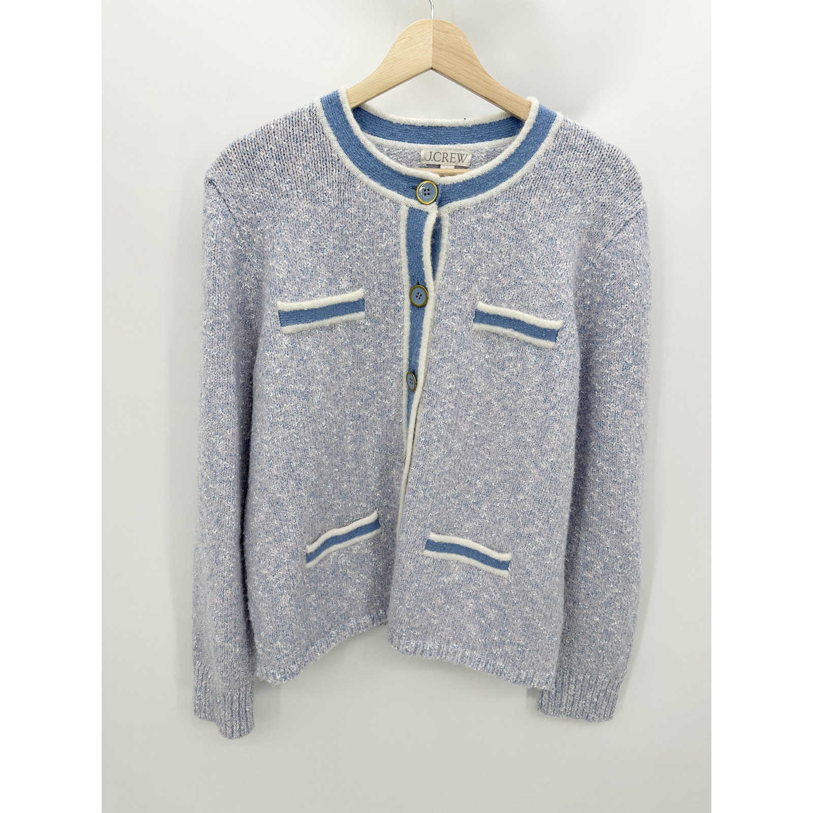 J. Crew Blue Periwinkle Cardigan Marled Sweater Lady Jacket Womens Large
