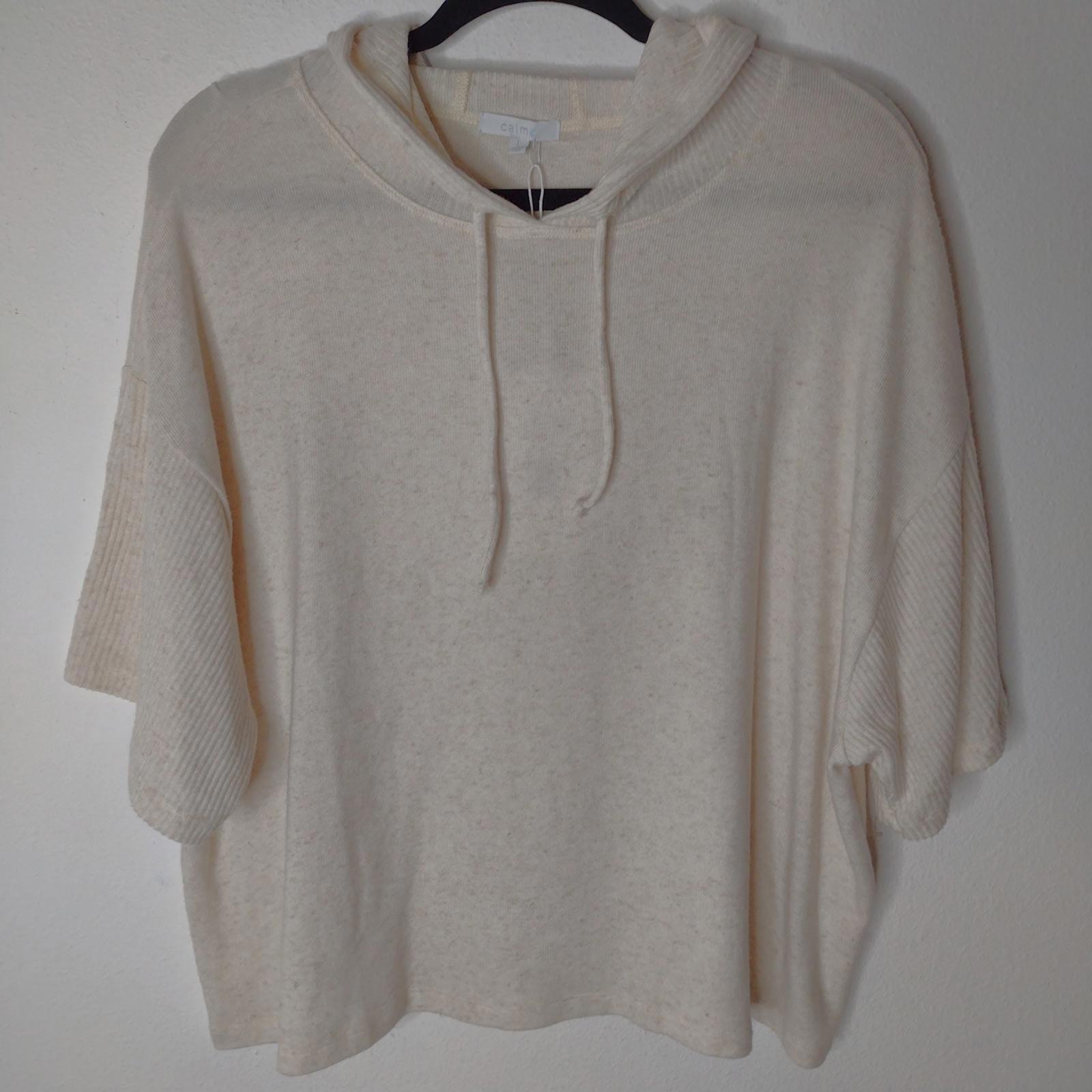 NWT Calme by Johnny Was Women's Cream Hooded Cozy Tee Size Large