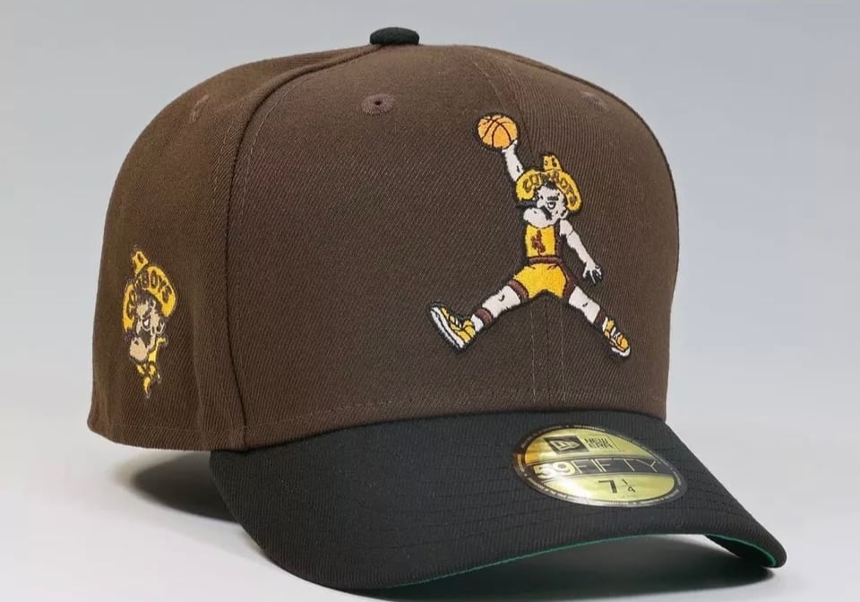 MyFitteds Wyoming Cowboys size 7 1/8 Jordan 1 Palomino Inspo new era fitted bran