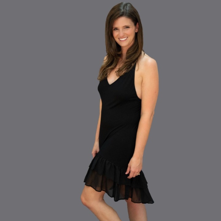 SMALL Black High Low Asymmetrical Chiffon Dress Extender