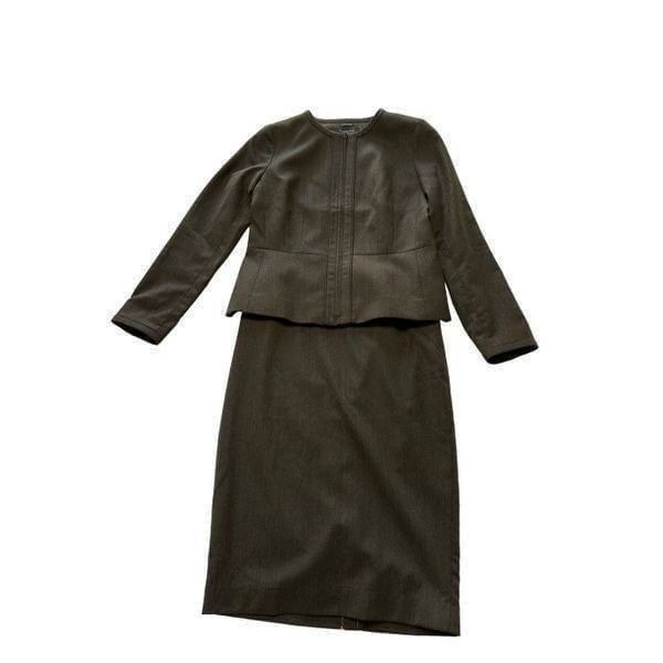 NTW Talbots Lot Italian Flannel Wool Jacket 0P and Skirt 2p Lined Dark Green