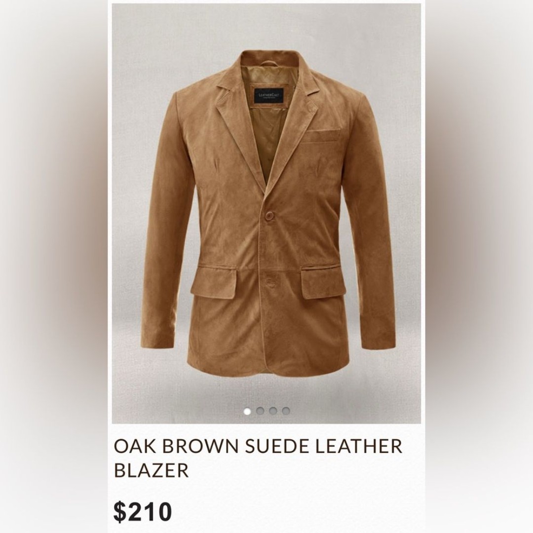 LEATHER CULT Oak Brown Suede Leather Blazer