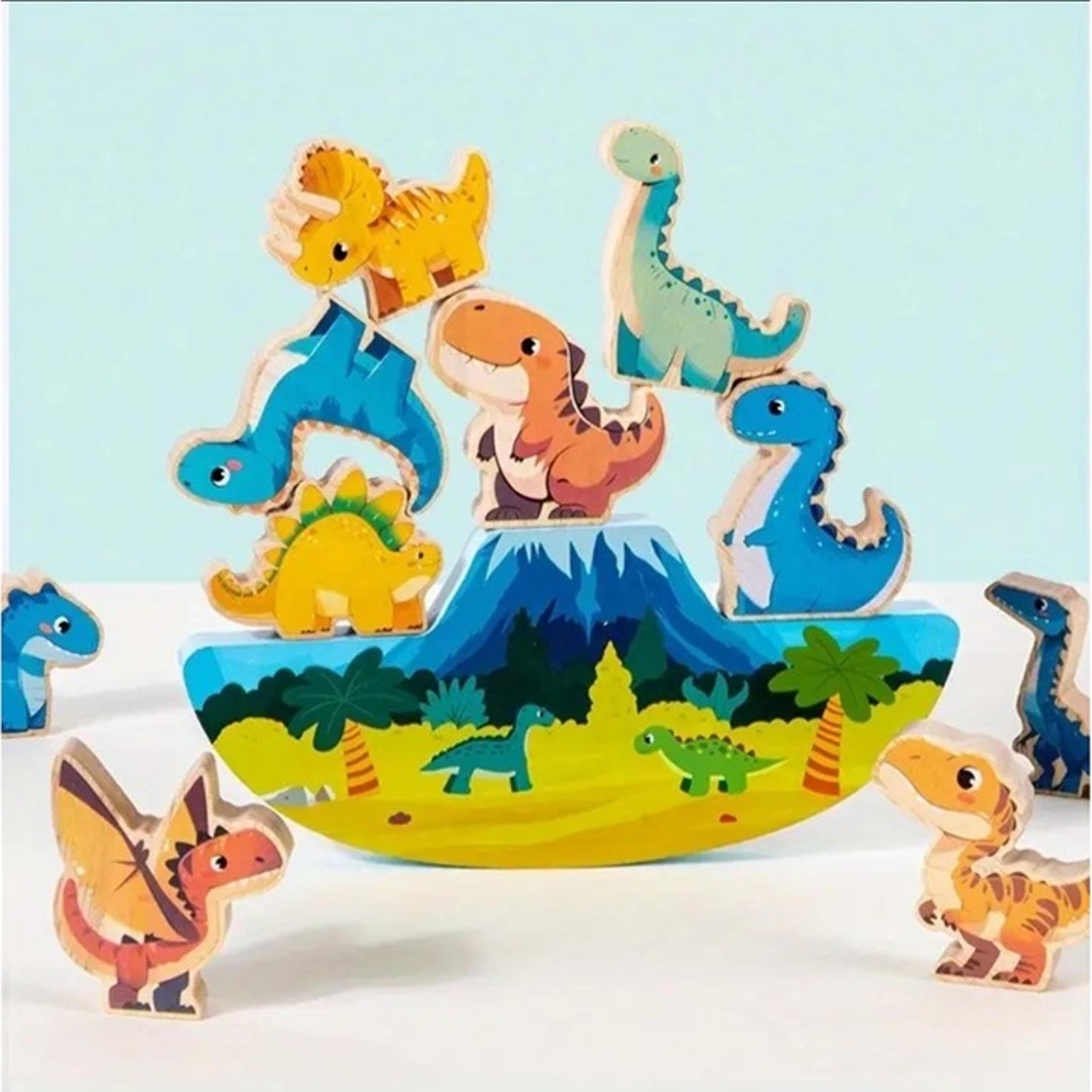 Dinosaur Upon Dinosaur Balancing Wood Toy Game Tier Auf Tier Stacking Game