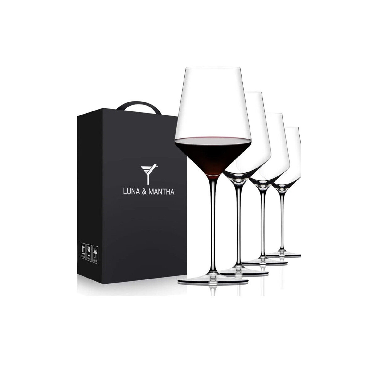 Luna & Mantha Premium Crystal Hand Blown ,Long Stem Wine Glasses LM-1035 4 pcs