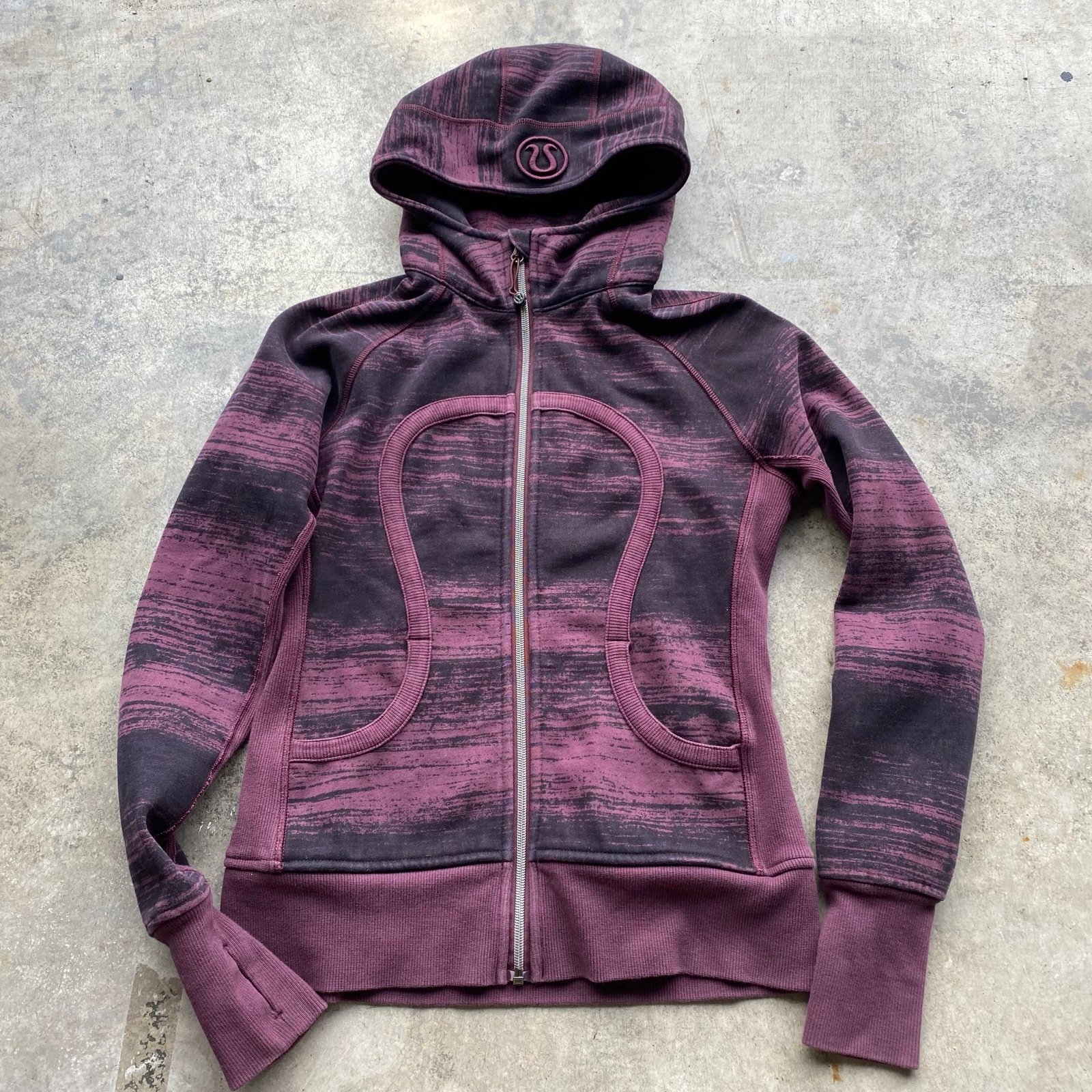 Lululemon Scuba Hoodie II Righteous Stripe Bordeaux Drama Size Women's 8