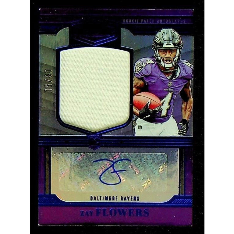 ZAY FLOWERS RPA Panini Plates & Patches RC Rookie Patch Autograph Purple #/50