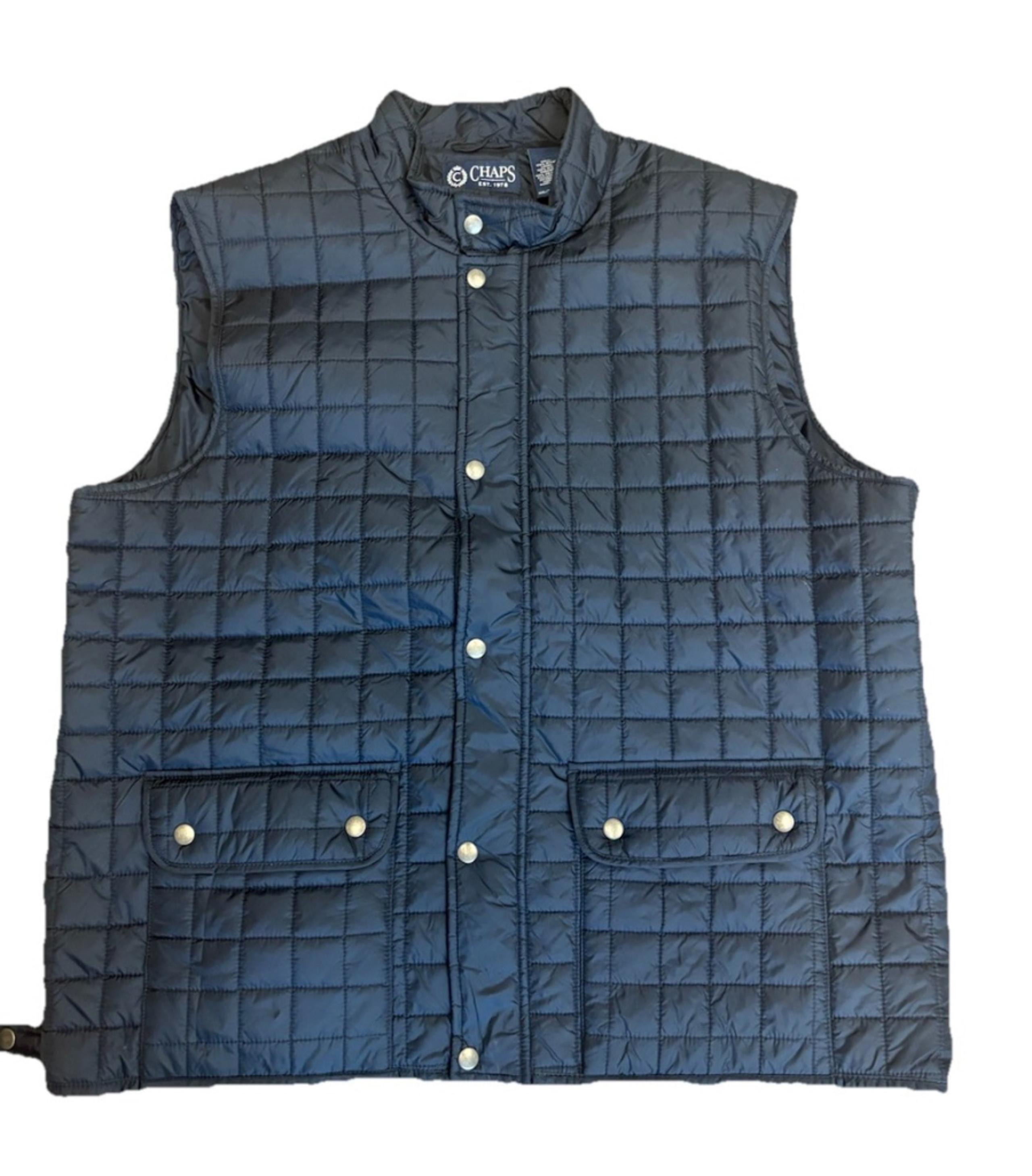Chaps Men’s Blue Quilted Full-Zip Snap Sleeveless Vest Size XXL NEW