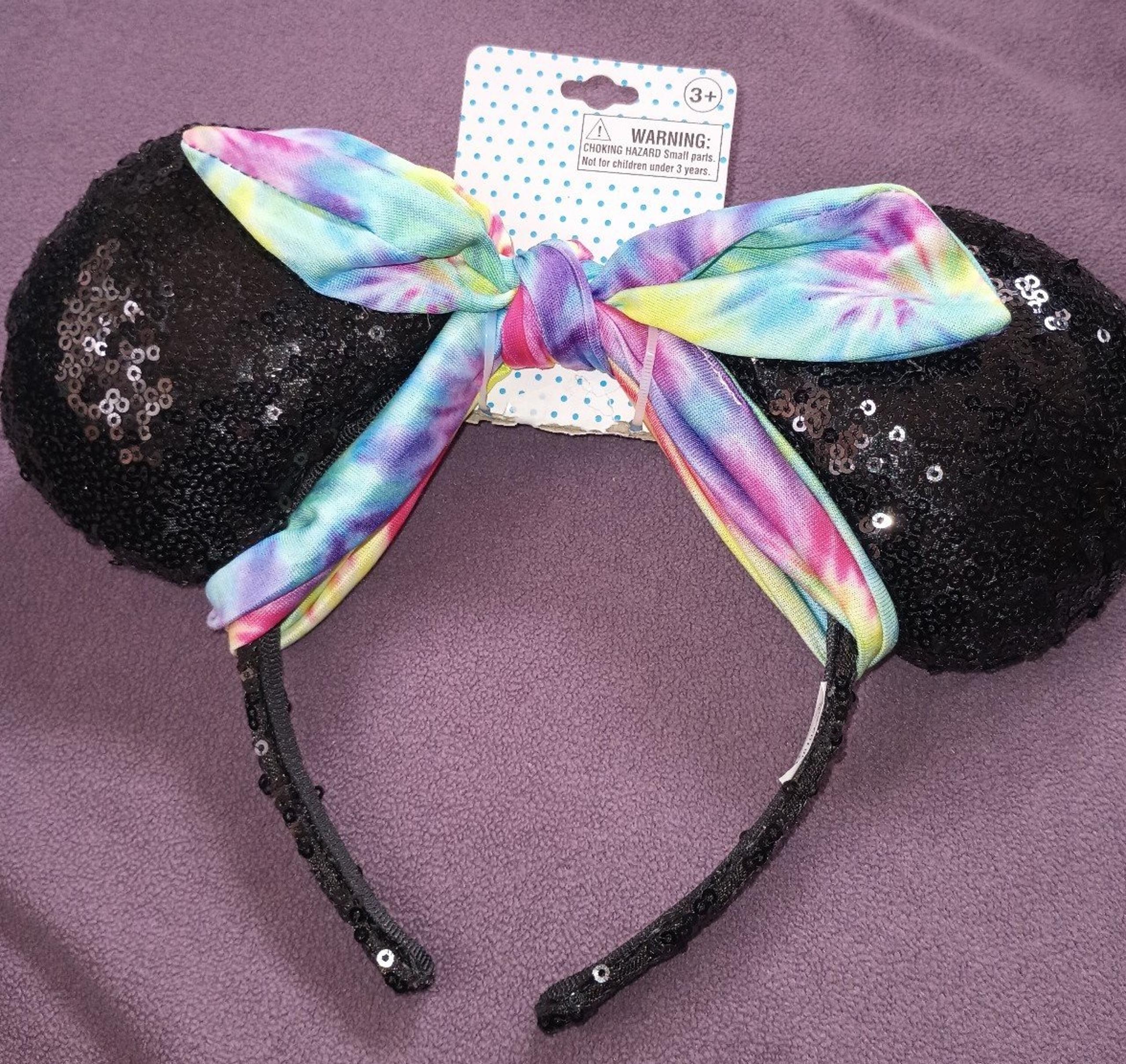 Disney Minnie Mouse Ears Tye Dye Bow Summer Spring Easter Headband New
