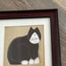 FIDDLESTIX SIGNED CUSTUM FRAMED FOLK ART CAT PICTURE WALL ART