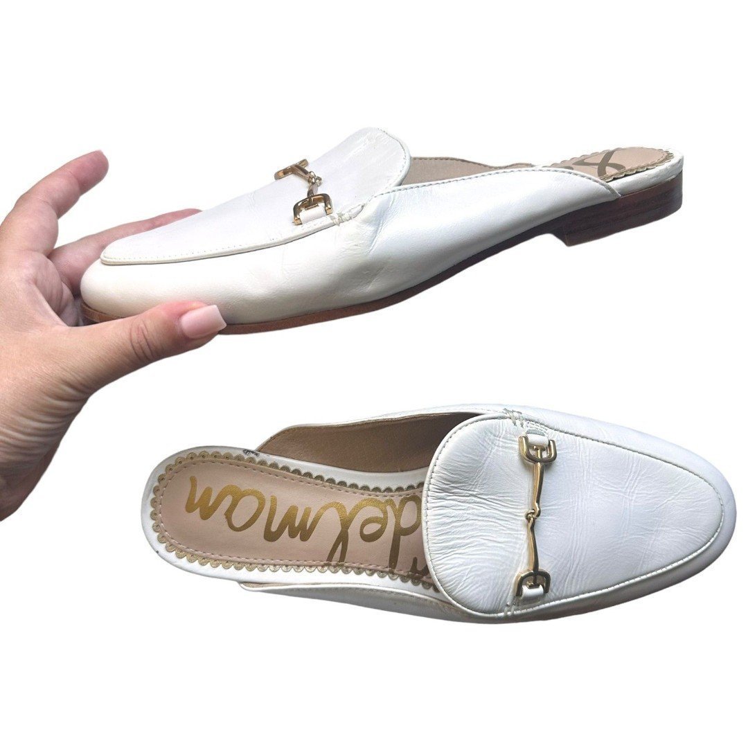 SAM EDELMAN Linnie Leather Mule White Sz 6