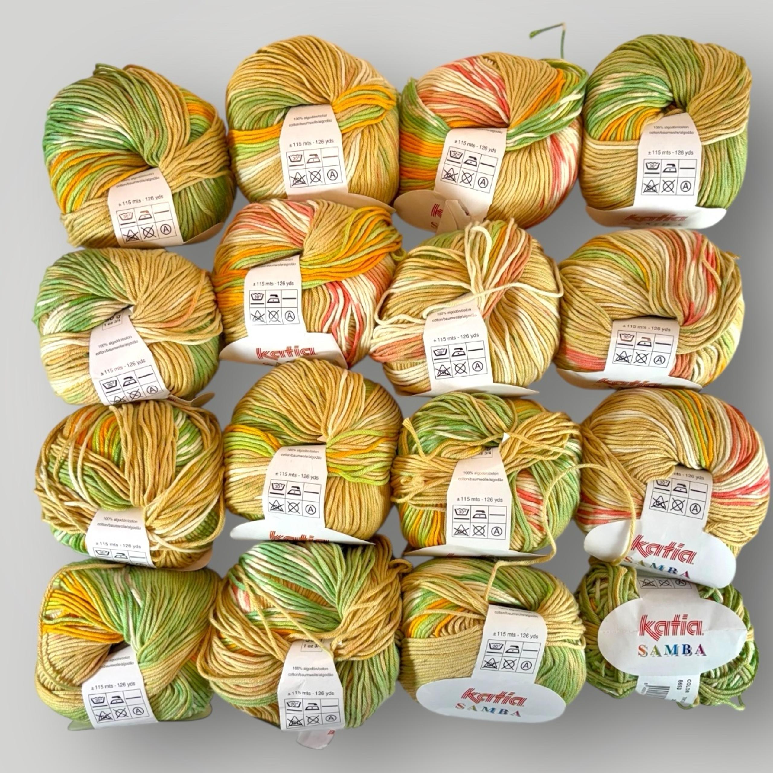 Katia Samba Variegated 100% Cotton Yarn Color 8656 Lot Of 15 1/2 Skeins