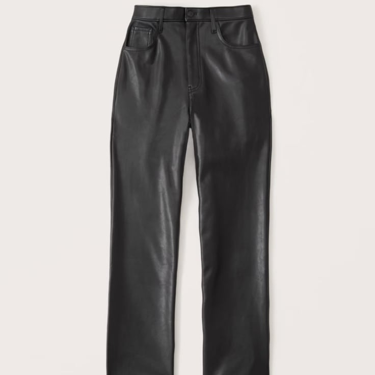NEW Abercrombie Curve Love Vegan Leather 90s Straight Pant