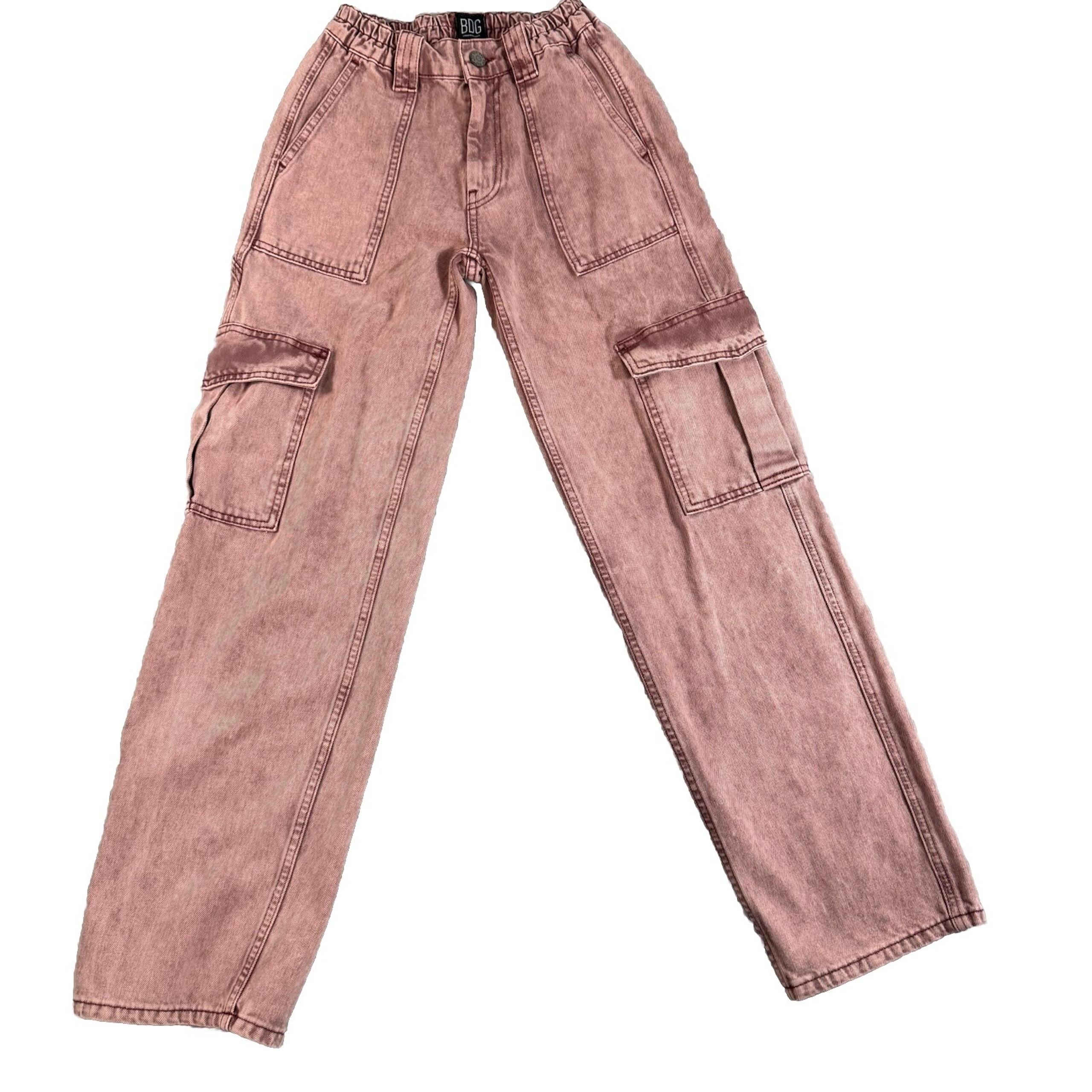 BDG Urban Outfitters Cargo Skate Jeans Womens 24 Pink Skater Edgy Streetwear