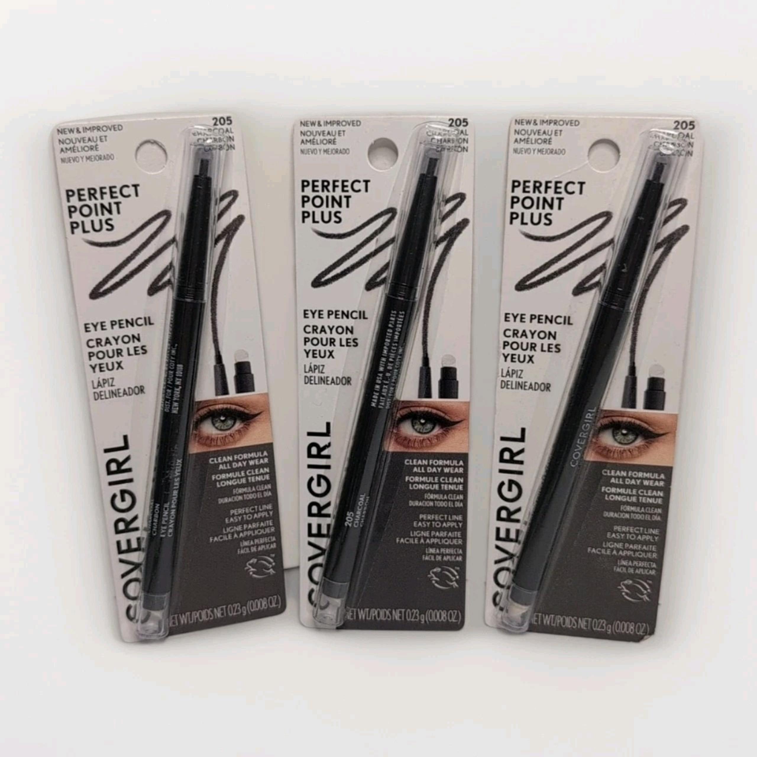 3 Covergirl Perfect Point Plus Self-Sharpening Eyeliner Pencil #205 Charcoal NIP