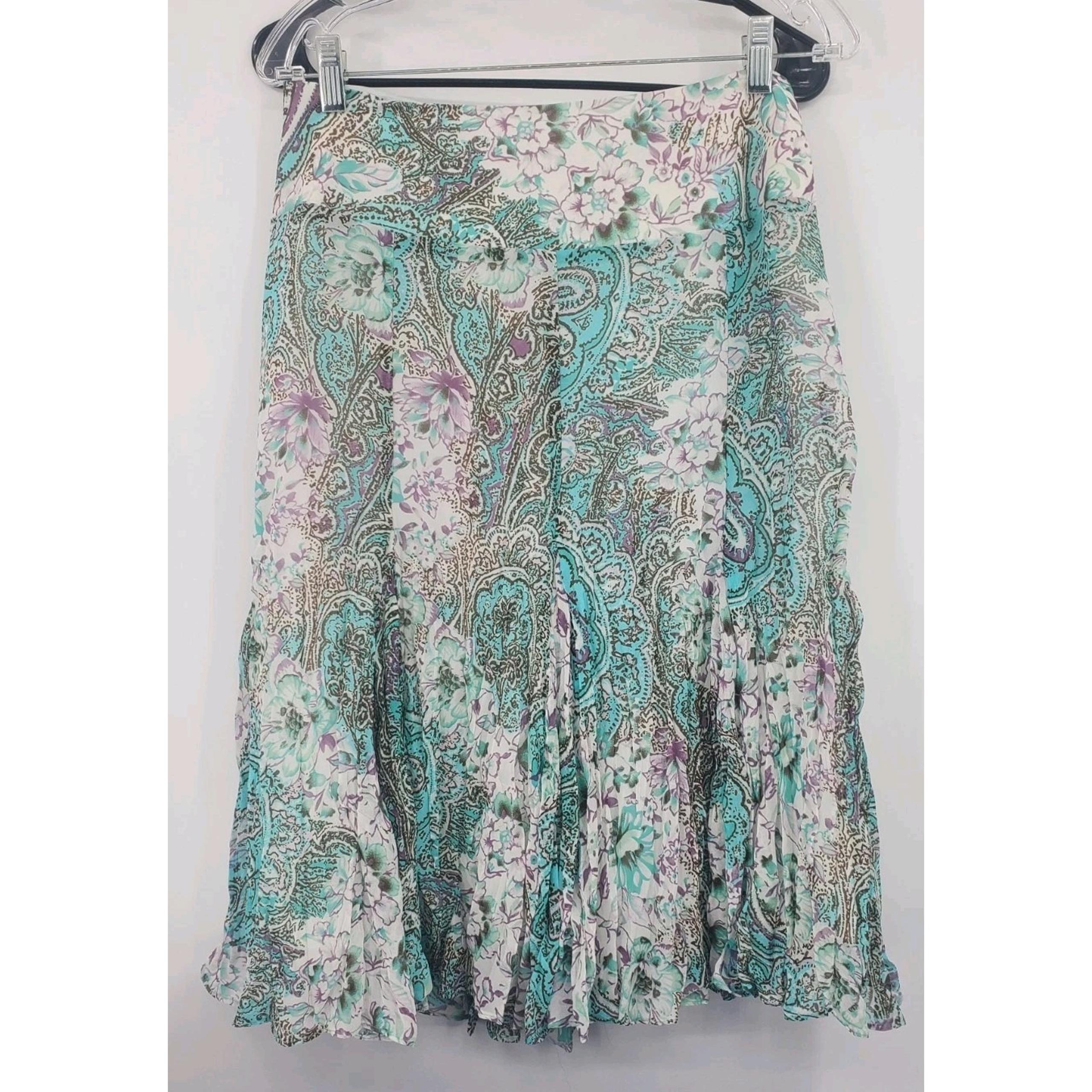 Christopher & Banks Long Flowy Floral Paisley Lined A-Line Skirt Women's Size 4